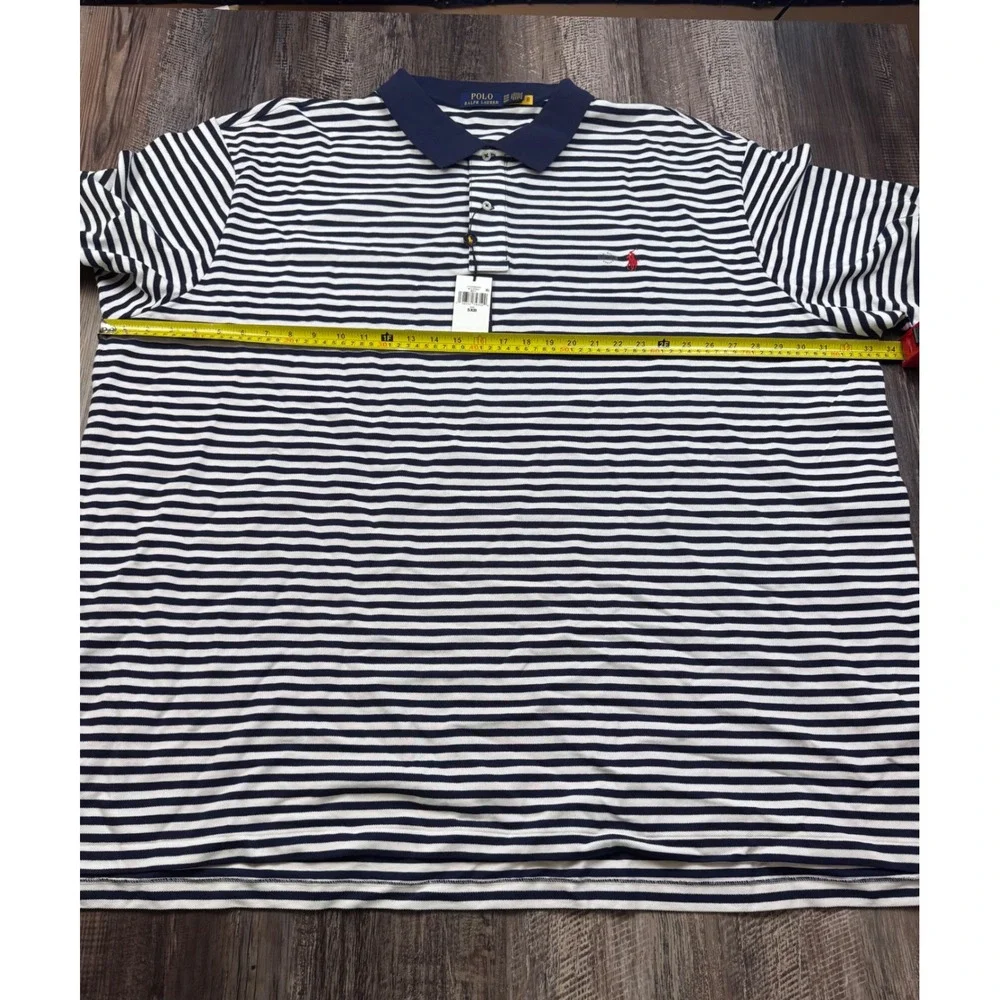 Polo Ralph Lauren Mens 5XB Big & Tall Striped Polo Shirt Navy White 711956682001